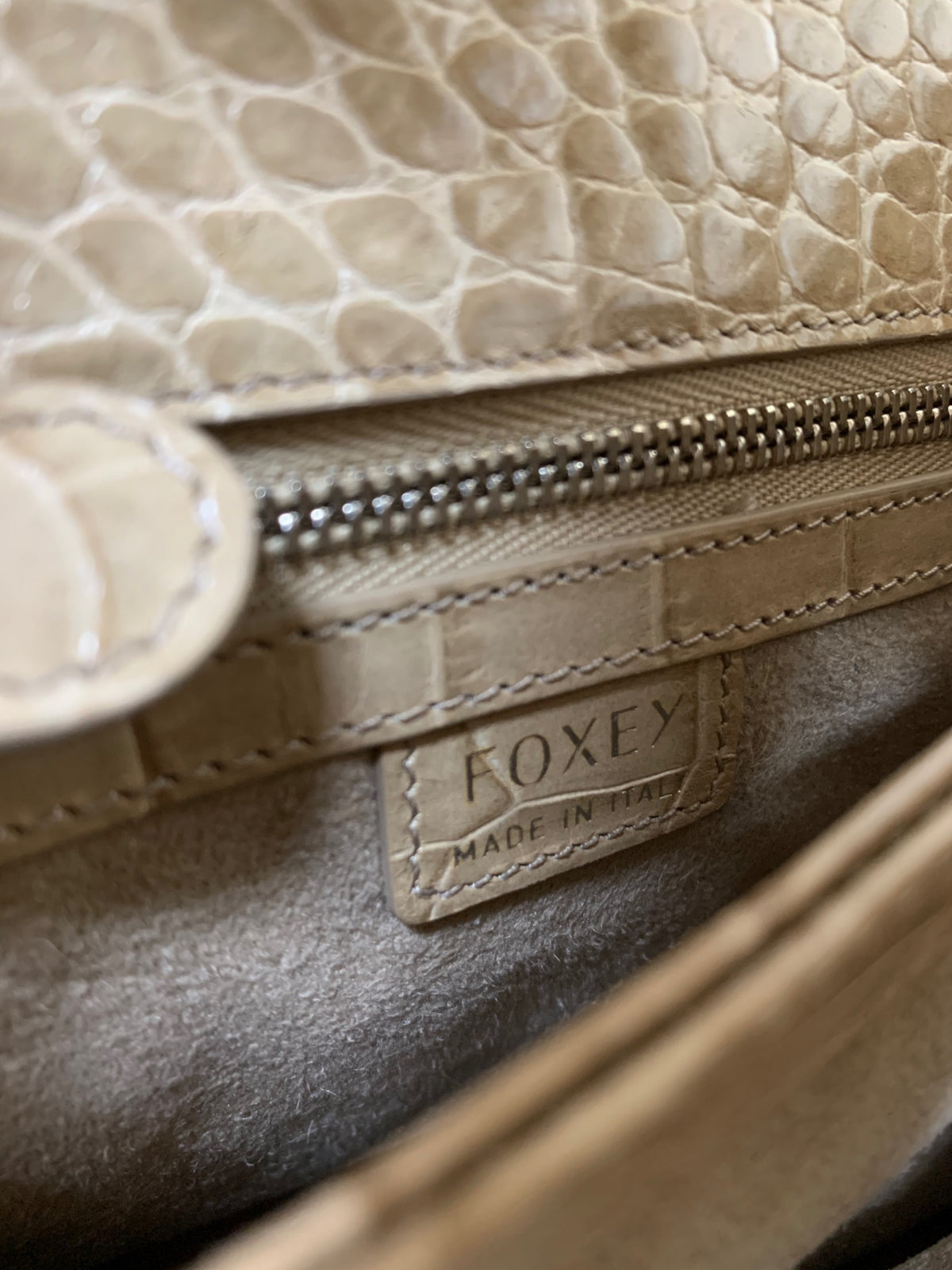 フォクシーブティック Bag Mini Canele 41310 ハンドバッグ ベージュ 2WAY クロコ型押しレザー ITBBGXVY9RPG