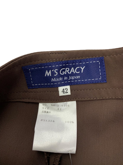 エムズグレイシー グログランリボン付きワイド 316506 パンツ 42 ブラウン ITR16V8PKA7I