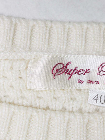 スーパービューティー セーター 40 アイボリー 編み込み バラ 刺繍 IT5PFK1SN0VE