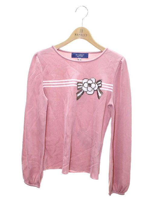 エムズグレイシー 918502 ニット セーター 38 ピンク スパンコール リボン ITAHG0MVH032