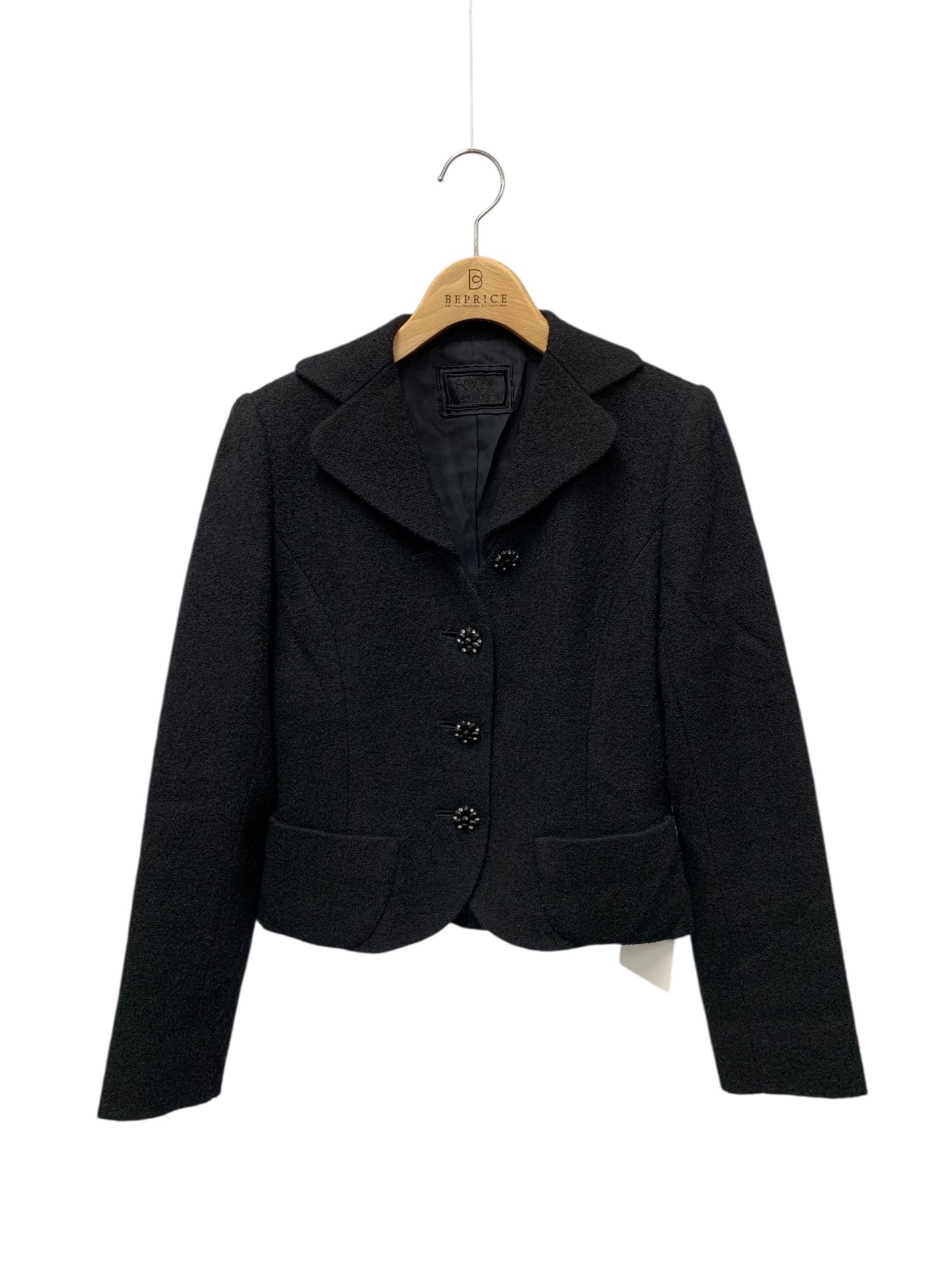 フォクシーブティック Jewel Tweed 34572 ジャケット 38 ブラック ITLTEGEG7EBS