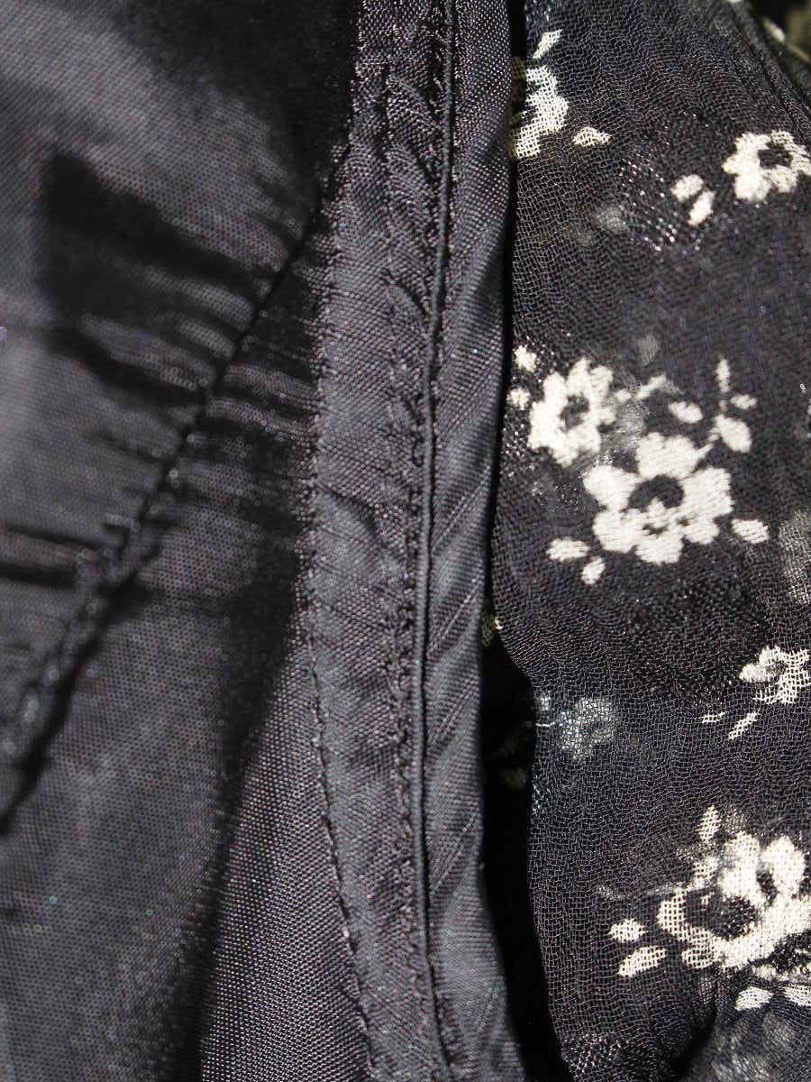 エムズグレイシー 011123 ワンピース 38 ブラック フラワーモチーフ シフォン リボン ITM629MJ8ZDK