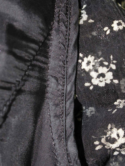 エムズグレイシー 011123 ワンピース 38 ブラック フラワーモチーフ シフォン リボン ITM629MJ8ZDK