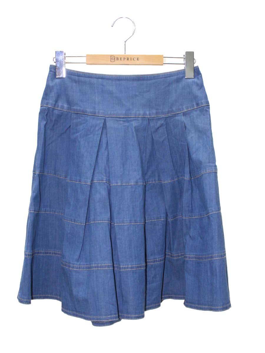 エムズグレイシー 527355 デニムスカート 38 ブルー ティアード フレア ITWXNFS0P8Y0 【SALE】