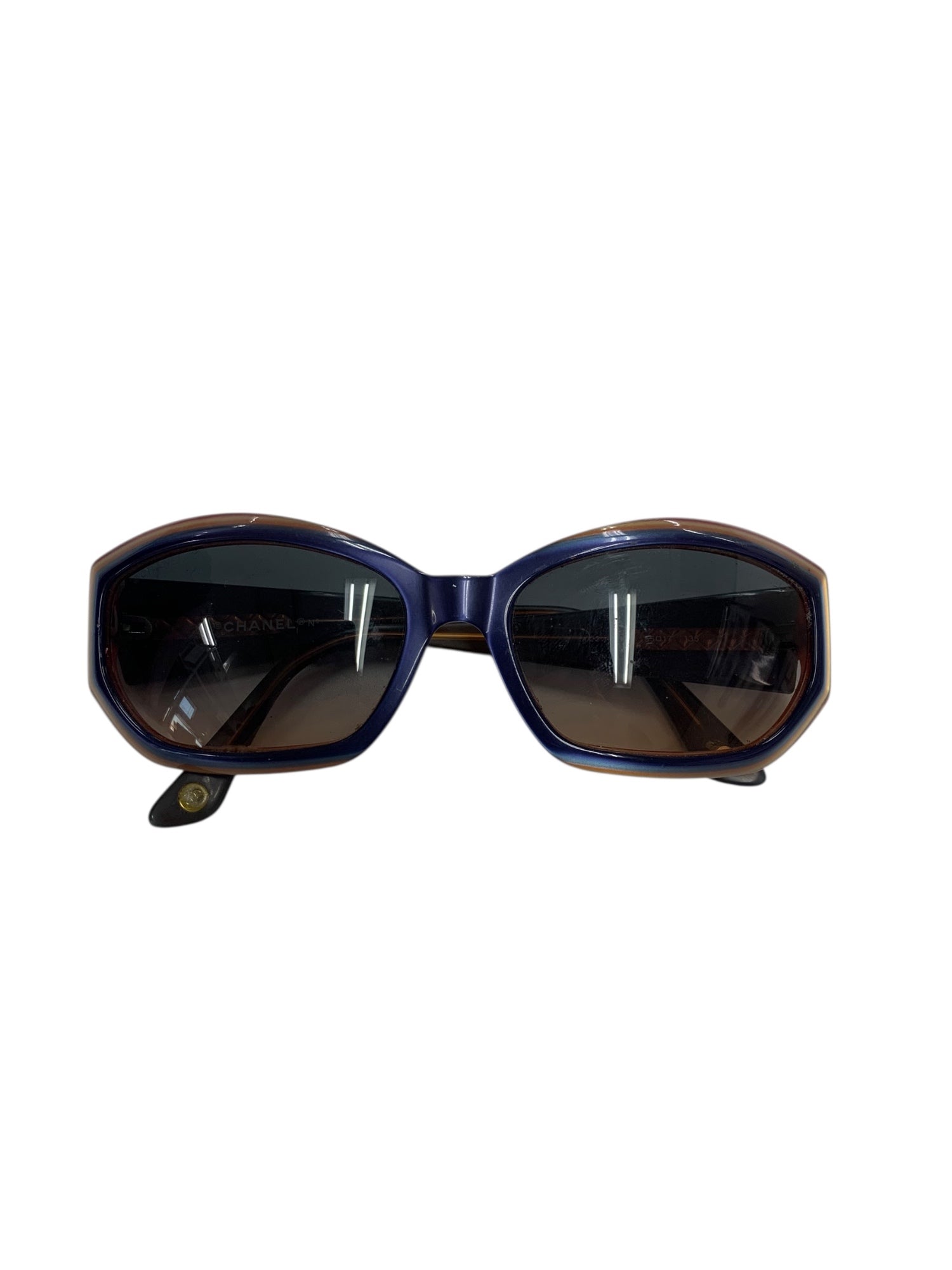 シャネル 5022 サングラス ブルー セルフレーム フルリム オーバル