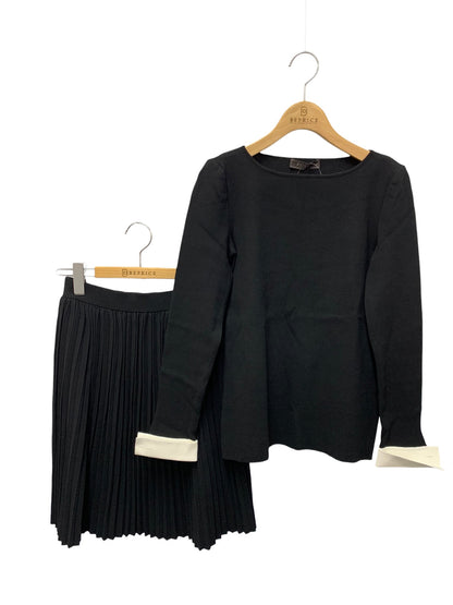 フォクシーブティック 28982 セットアップ 38 ブラック トップス スカート ニット プリーツ ITROOPL9GNY4