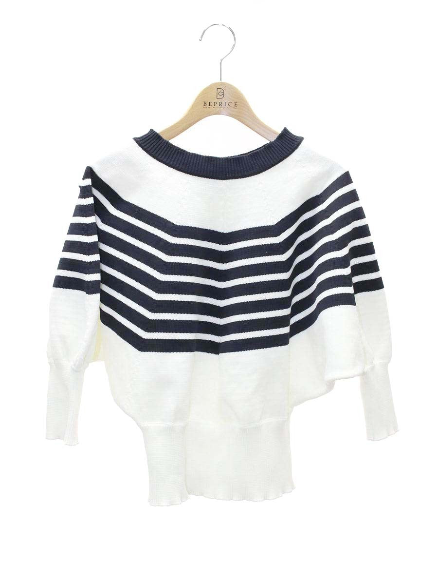 エムズグレイシー Border Dolman Sleeve Knit 018309 ニット 40 ホワイト ボーダー IT8KLCID6E00