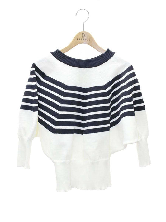 エムズグレイシー Border Dolman Sleeve Knit 018309 ニット 40 ホワイト ボーダー IT8KLCID6E00