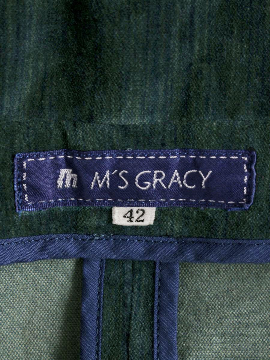 エムズグレイシー 524506 ジャケット 42 ネイビー ブルゾン デニム蝶 ベロア ITHH4TY674K9