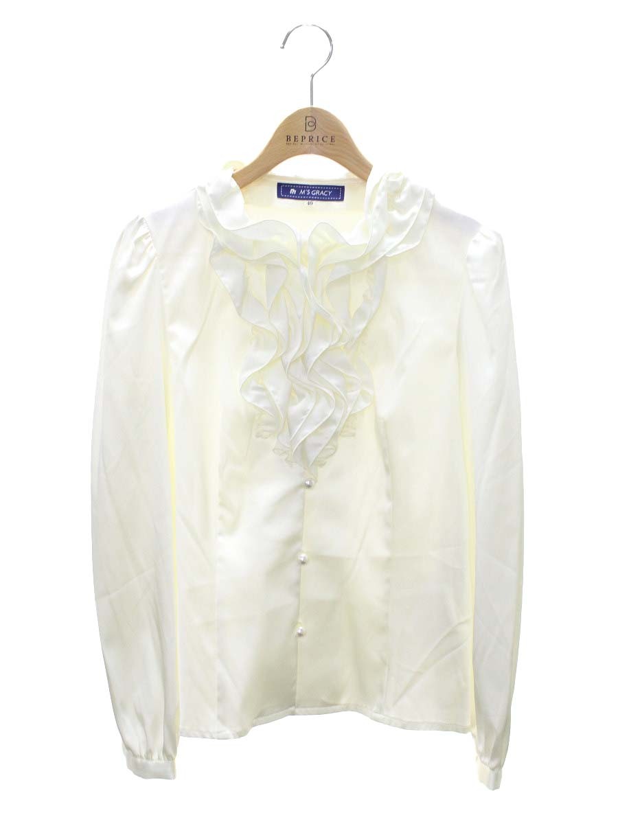 エムズグレイシー 520502 ブラウス 40 アイボリー シャツ フリル ITI64KKI6BU0