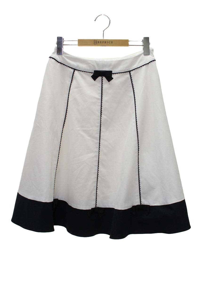 エムズグレイシー 217117 スカート 38 ホワイト リボン IT0V6UXW2VFK 【SALE】