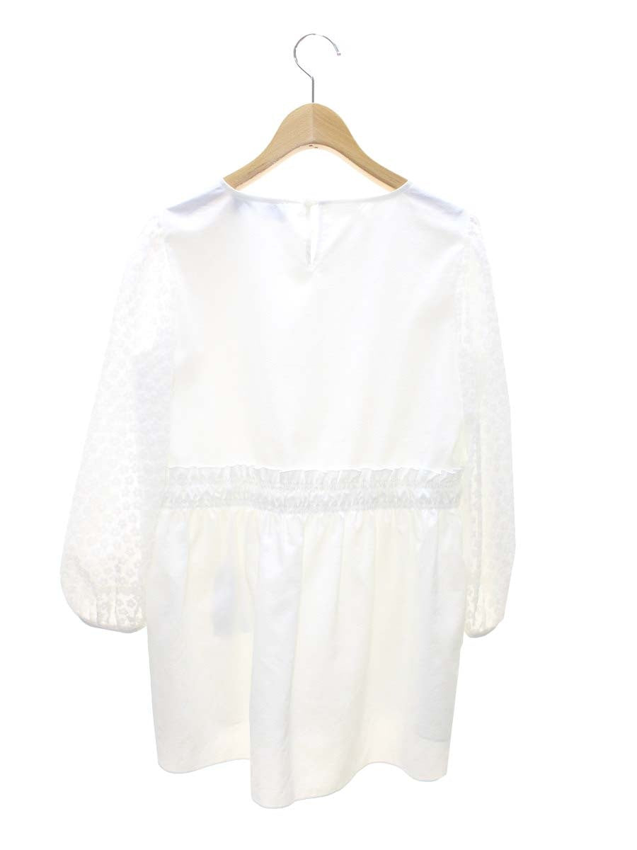 エムズグレイシー 410103 カットソー 38 ホワイト フラワーモチーフ パフスリーブ ITSN1XX33288