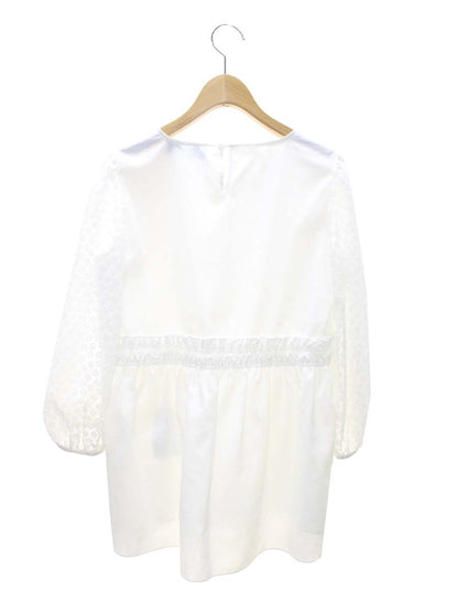 エムズグレイシー 410103 カットソー 38 ホワイト フラワーモチーフ パフスリーブ ITSN1XX33288