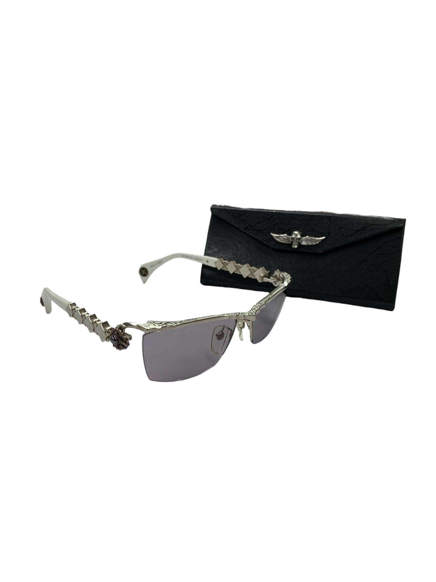 ロズヴィー 209251603 サングラス ホワイト 本数限定100本 メタルフレーム ハーフリム スクエア IT7VEAF091YD