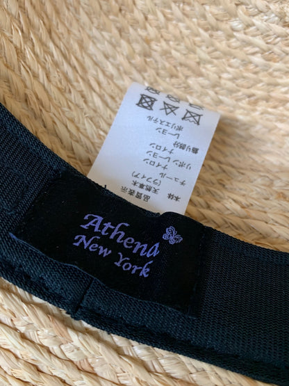 アシーナニューヨーク ベージュ リボン 麦わら帽子 IT38GQD23DRU