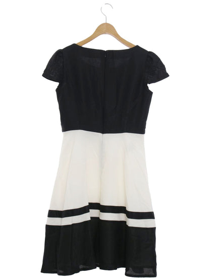 エムズグレイシー 721302 ワンピース 40 ブラック/ホワイト バイカラー 袖メッシュ IT1564Z8IIH7