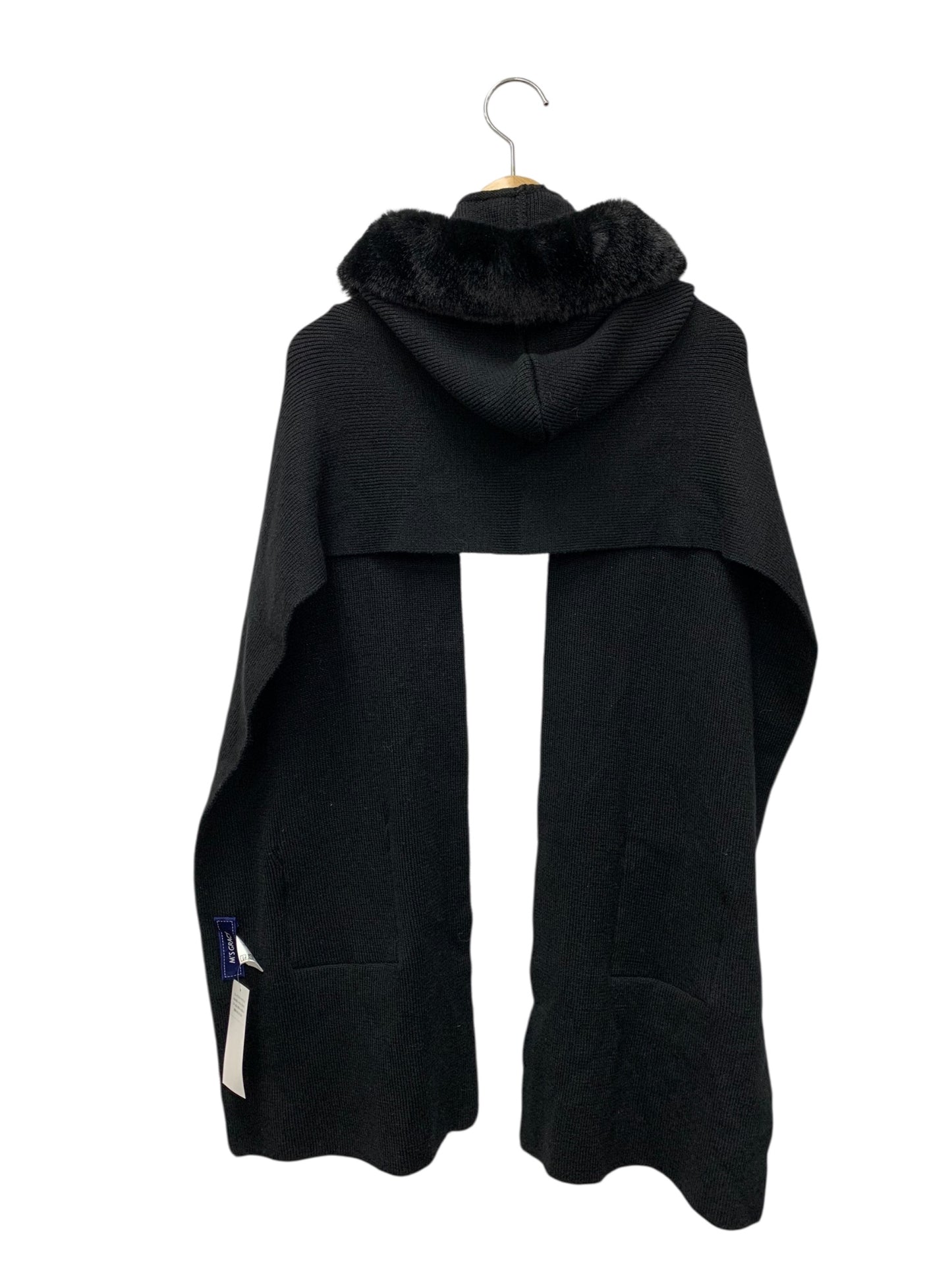 エムズグレイシー 096505 ポンチョ F ブラック フェイクファー付き ニット フーディ IT1W897EEU1W