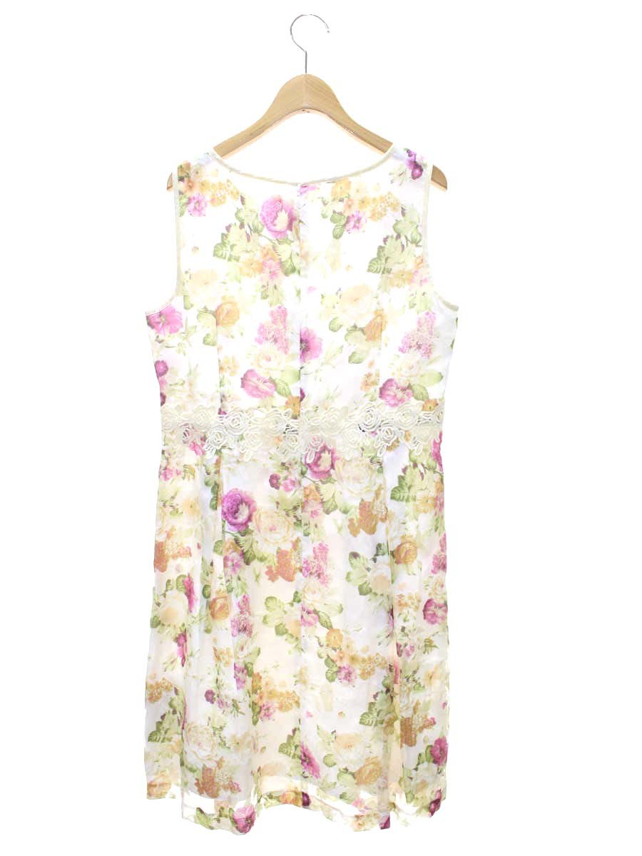 スーパービューティー ワンピース 42 ホワイト フラワーモチーフ レイヤード ITEGMM6QAKQ0