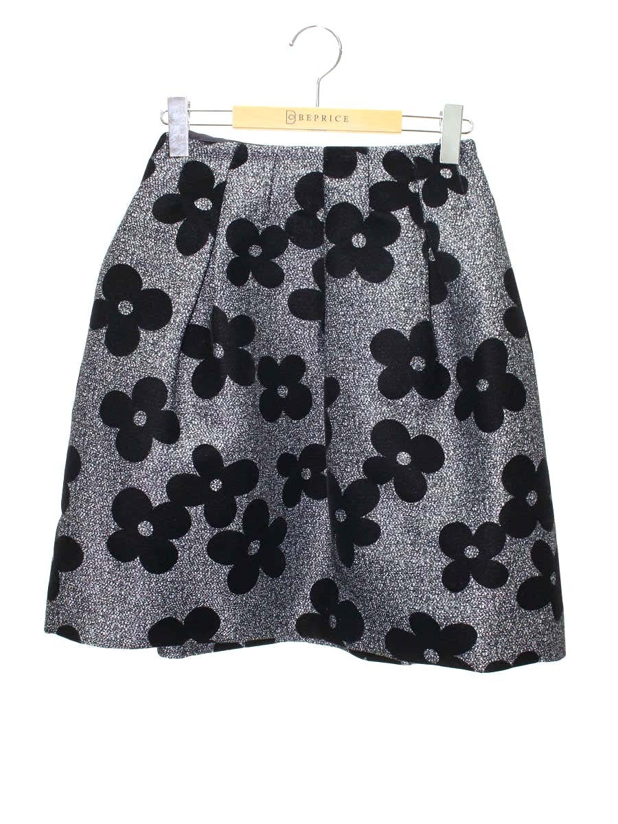 エムズグレイシー 727540 スカート 36 グレー/ブラック ベロア花フロッキー ITJA749ZSMGW