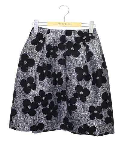 エムズグレイシー 727540 スカート 36 グレー/ブラック ベロア花フロッキー ITJA749ZSMGW