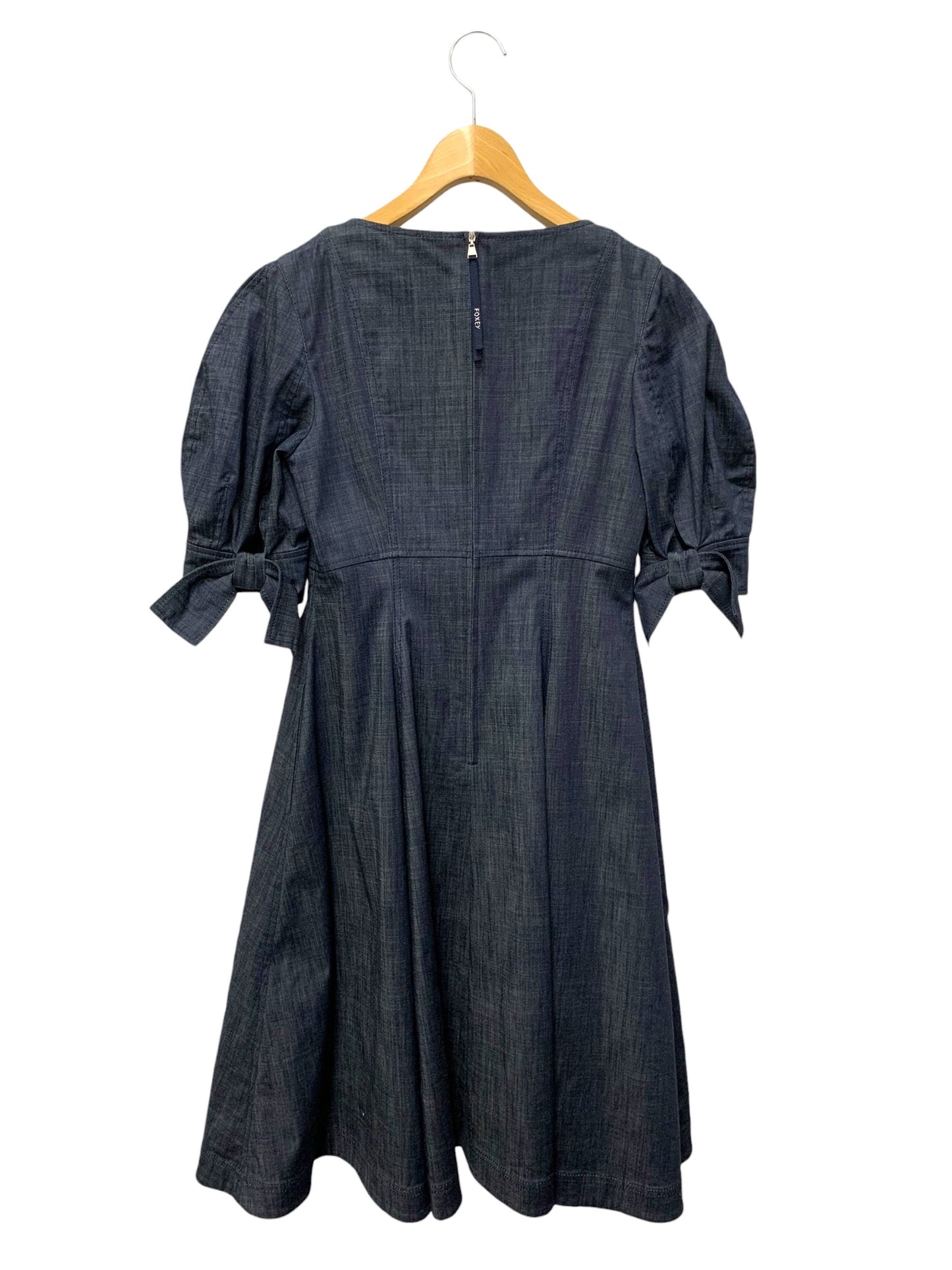 フォクシーニューヨーク Denim Dream Dress 42638 ワンピース 38 ネイビー 袖リボン IT4MMC070LDO