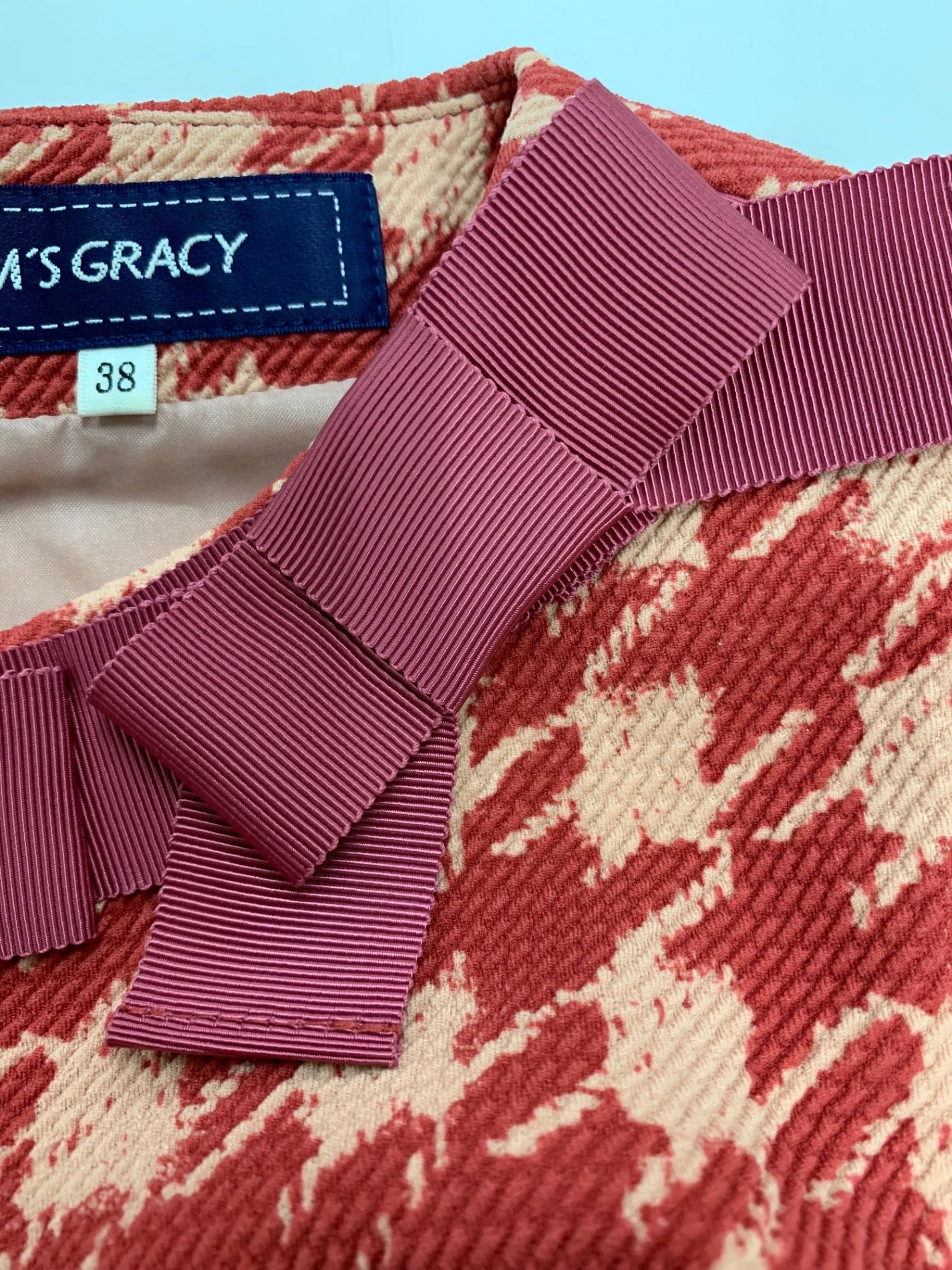 エムズグレイシー　千鳥格子　ワンピース　サイズ38 美品 M'S GRACY エムズグレイシー ワンピース 千鳥格子 ニット 半端袖 38