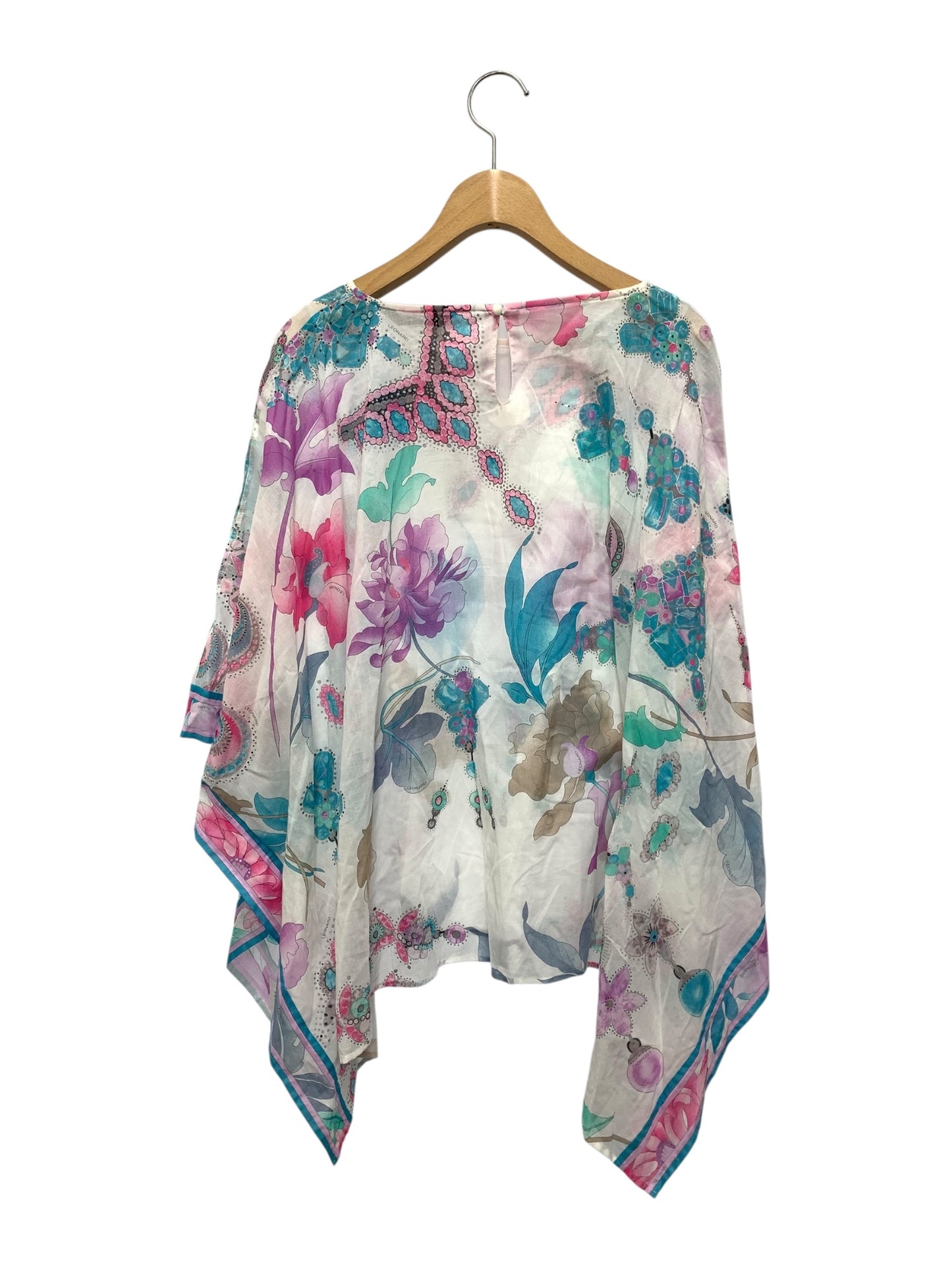 レオナール 0395821 ポンチョブラウス 38 ホワイト フラワープリント ITHB0KMYNQ8C