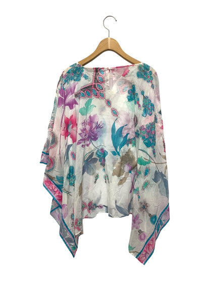 レオナール 0395821 ポンチョブラウス 38 ホワイト フラワープリント ITHB0KMYNQ8C