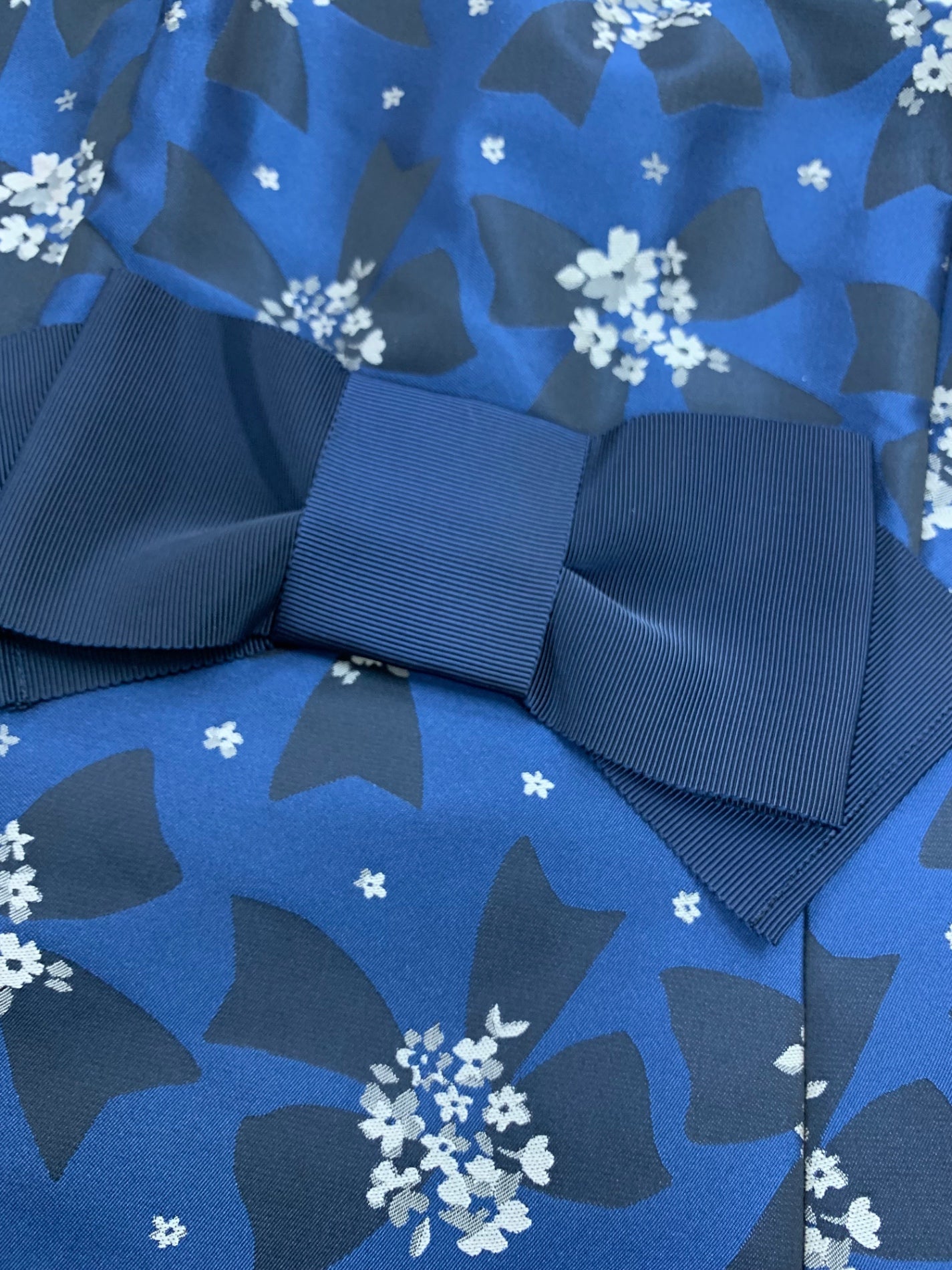 エムズグレイシー 211503 ワンピース 42 ブルー リボン フラワー タック IT79M47SESBM