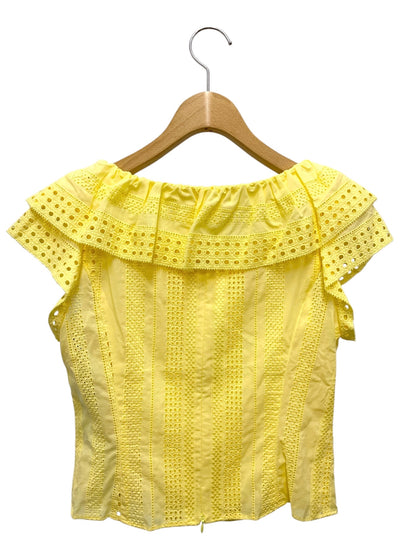 エムズグレイシー 720308 ブラウス 38 イエロー カットワーク バックジップ IT177GC1B2F8