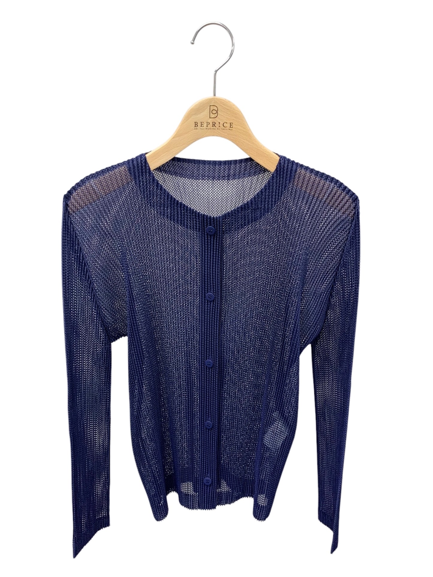 プリーツプリーズイッセイミヤケ PP43FO363 カーディガン 3 ネイビー 24AW IT30N5LV2FEY