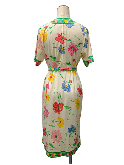 レオナールファッション 0390100 ワンピース M 花柄 アイボリー コットン IT04GU2UBH39