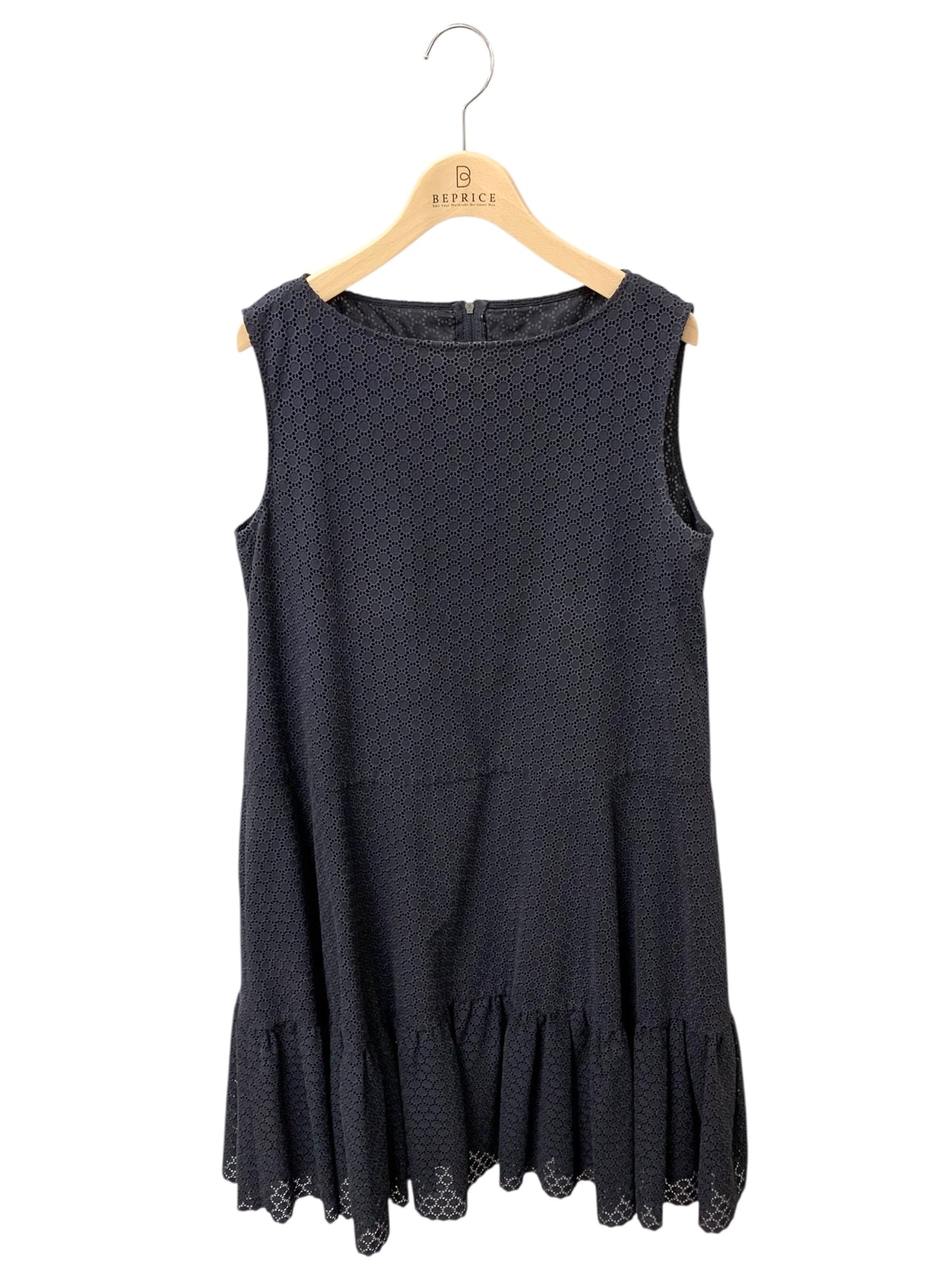 フォクシーブティック Dress Cerisier 43374 ワンピース 40 ネイビー アイレットレース刺繍 ITDWMO21PIGL