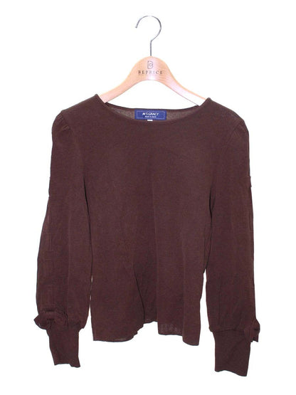 エムズグレイシー Sleeve Ribbon Knit 818516 ニット セーター 40 ブラウン ストレッチ IT38NXY255SA