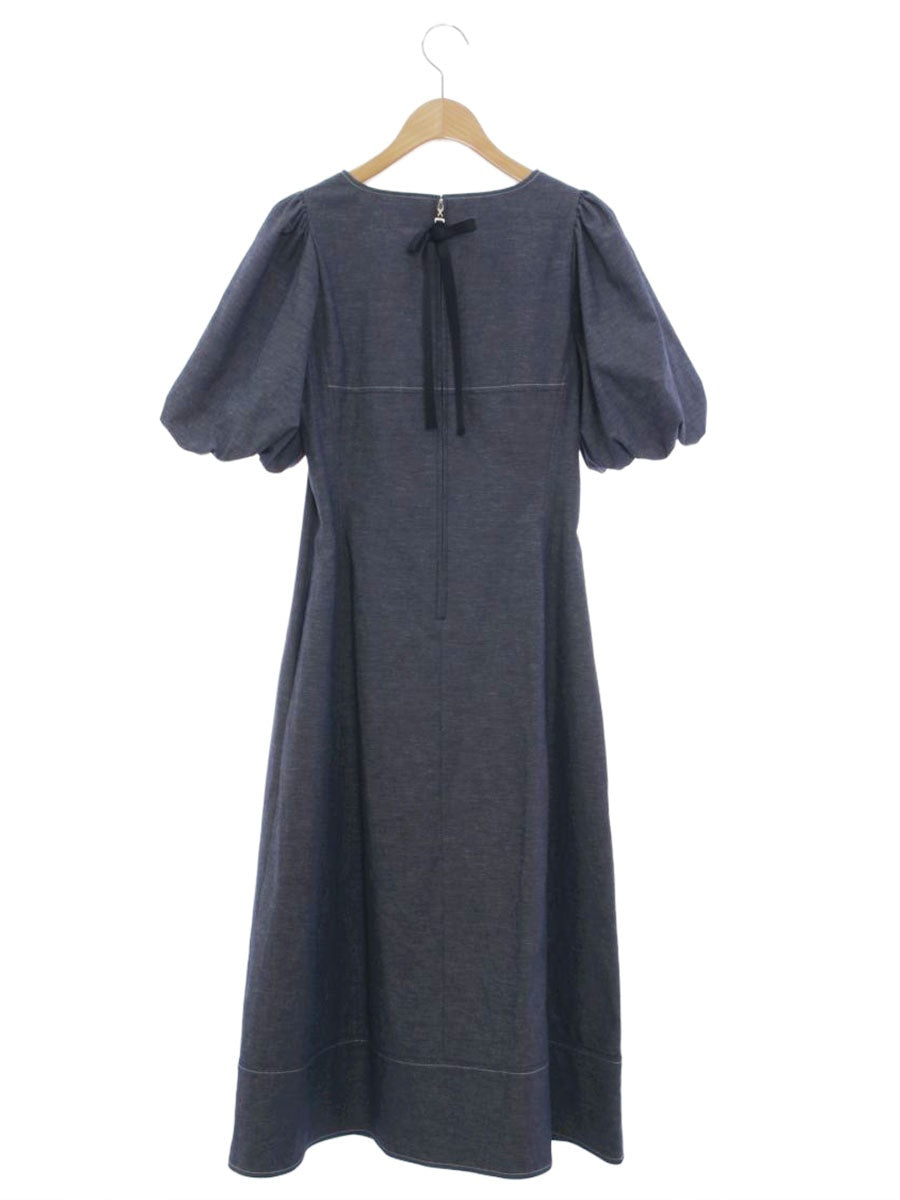エムズグレイシー 111344 ワンピース 36 ネイビー パフスリーブ ステッチ ITN0BIP6J90M