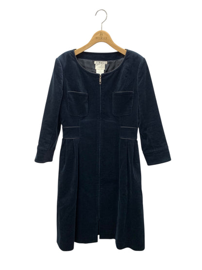 ルネ 6036170 ノーカラーコート 38 ネイビー TISSU コーデュロイ ITKNPZ1WULM0