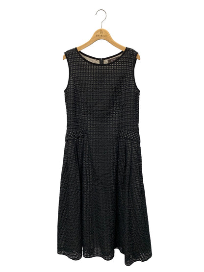 フォクシーブティック Dress Lgende 44361 ワンピース 40 ブラック クルーネック バックジップ チェック ITWMBF0OED3C