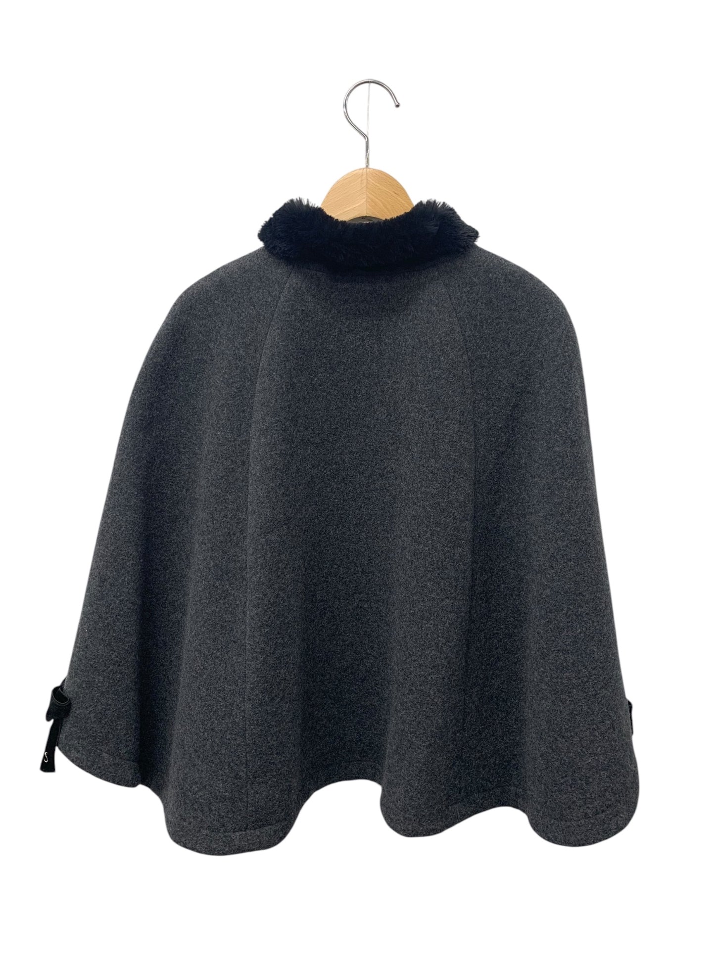 エムズグレイシー Ribboned Poncho 914524 ケープ 40 グレー ウール混 ITRBNVTPCQ63