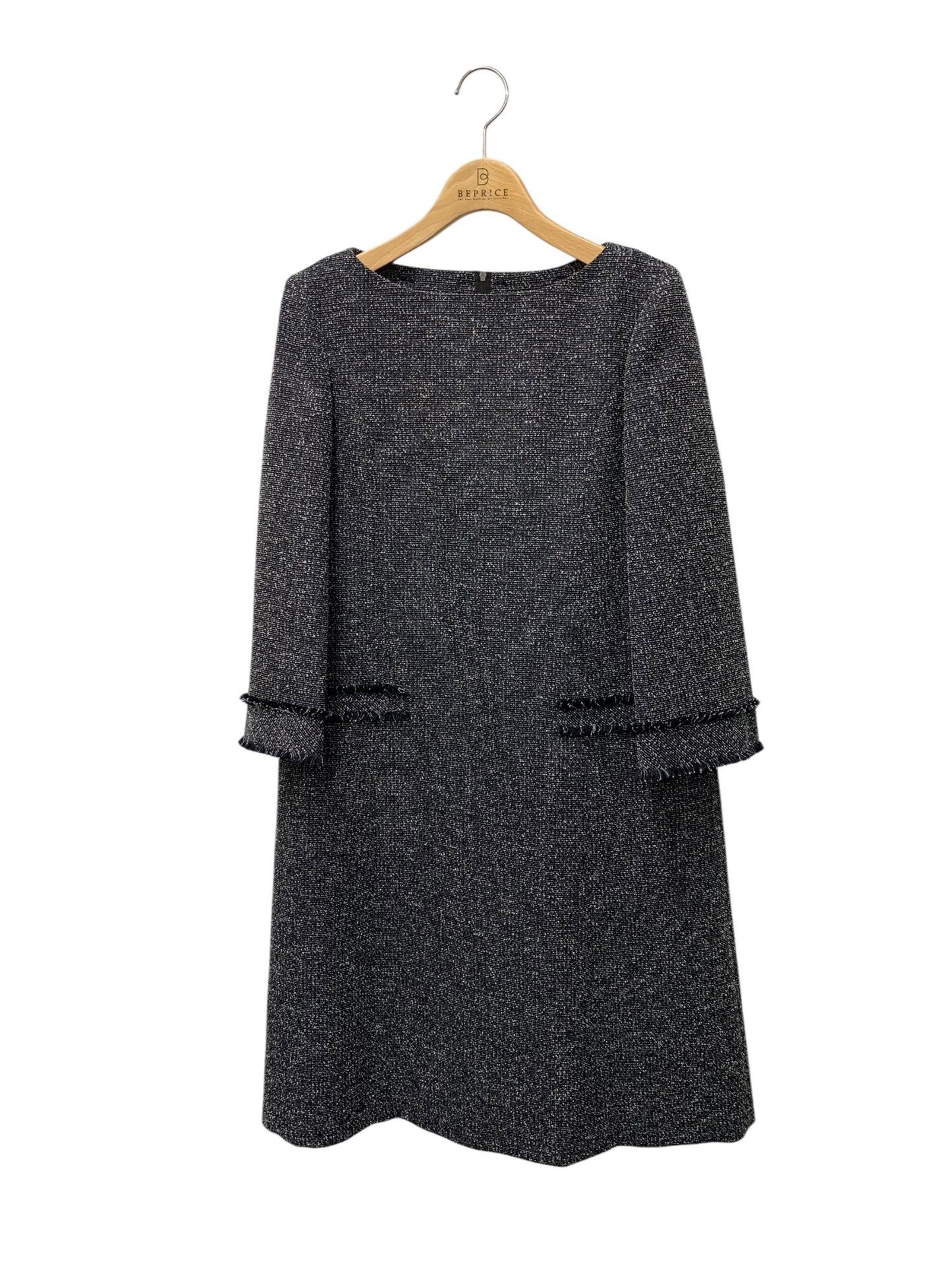 フォクシーニューヨーク Eclat De Nuit Dress 42153 ワンピース 38 ネイビー ツイード ITUJZZM6XUC0 【SALE】