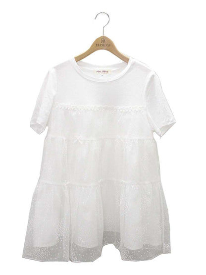 スーパービューティー チュニック 40 ホワイト 小花柄 オーガンジー 切替 ITPT1TT153HG