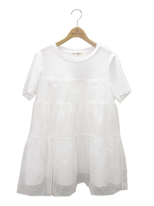 スーパービューティー チュニック 40 ホワイト 小花柄 オーガンジー 切替 ITPT1TT153HG