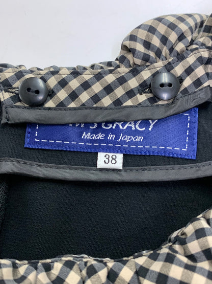 エムズグレイシー 411356 ワンピース 38 ブラック ギンガムチェック リボン ITEC8F1TWH5S
