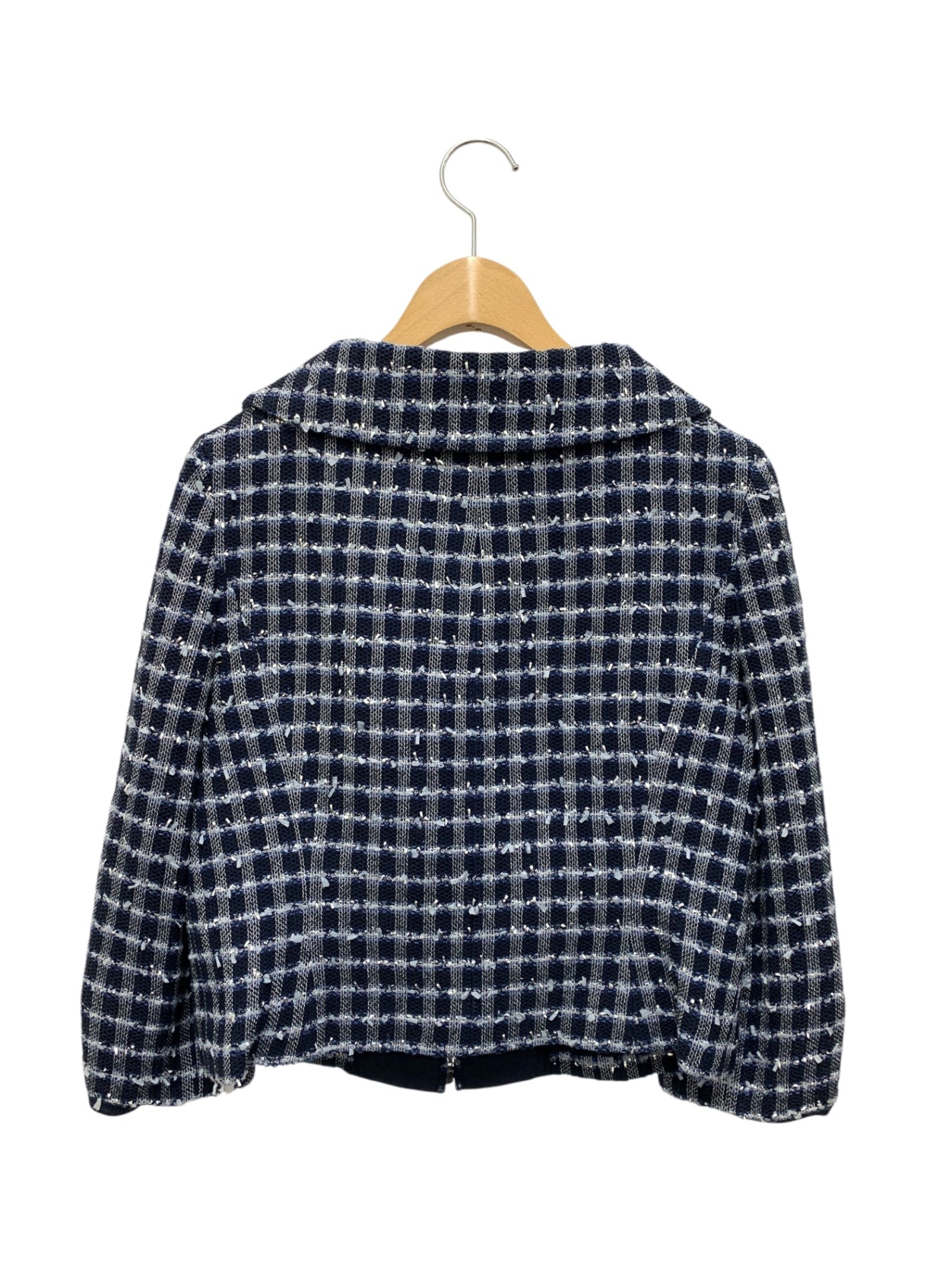 エムズグレイシー 624120 ジャケット 40 ネイビー ツィード 花ブローチ ITB4VPI3AACC 【SALE】