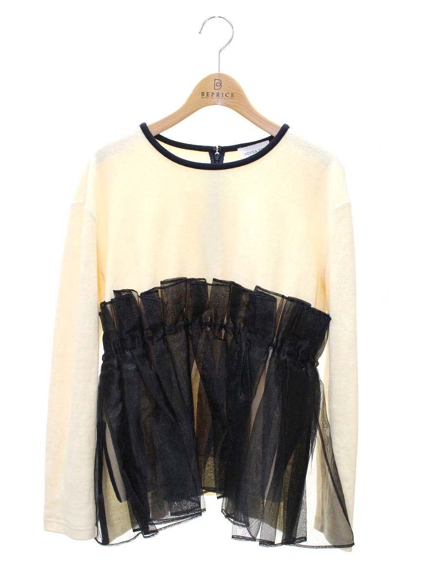 セブンテンバイミホカワヒト オーガンジートップス 1A102 M アイボリー/ブラック ウール IT71HIVT0WB8