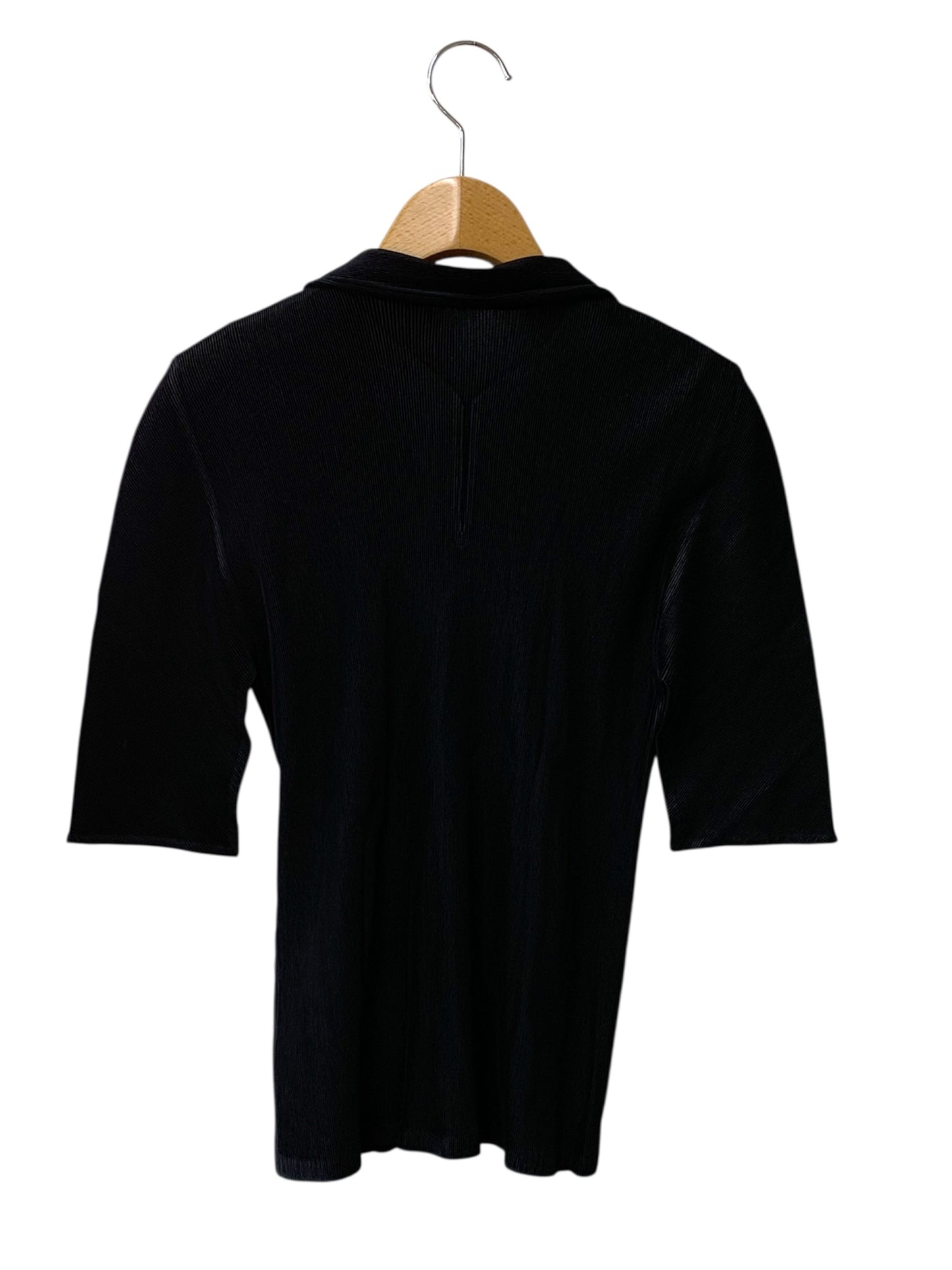 プリーツプリーズイッセイミヤケ PP02-FK014 襟付きプルオーバー 3 ブラック キーネック プリーツ IT3G9TGYK748