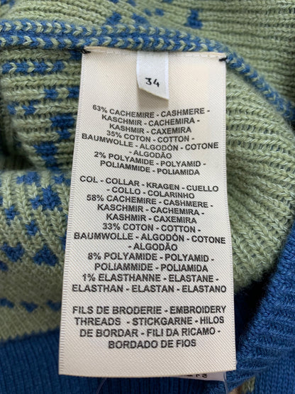 エルメス 3E2711D8  カーディガン 34 ブルー カシミヤ コットン BRIDES de GALA IT75O2RY0TMO 【SALE】