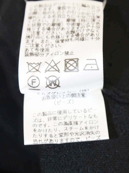 エムズグレイシー 018532 カーディガン 38 ブラック ノーカラー パール IT3OI9J2FSRA