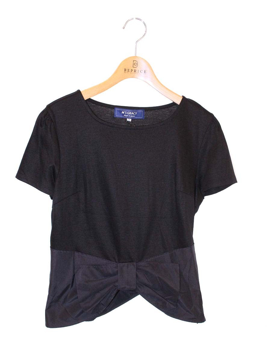 エムズグレイシー Waist Ribbon Cut sew 915116 カットソー 38 ブラック リボン ITLG0QRYVHK0
