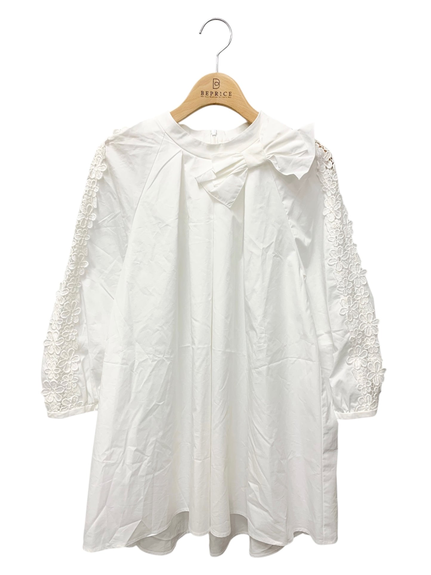 エムズグレイシー 袖レース入りタックブラウス 410113 38 ホワイト 刺繡 IT890X9EM26J