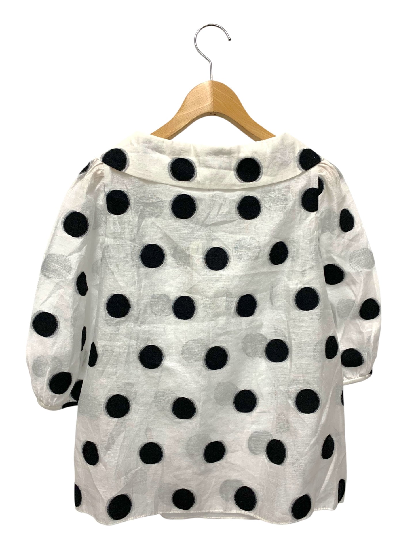 エムズグレイシー Dot Blouse 810325 シャツ ブラウス 38 ホワイト ITXR6CYPHWJS
